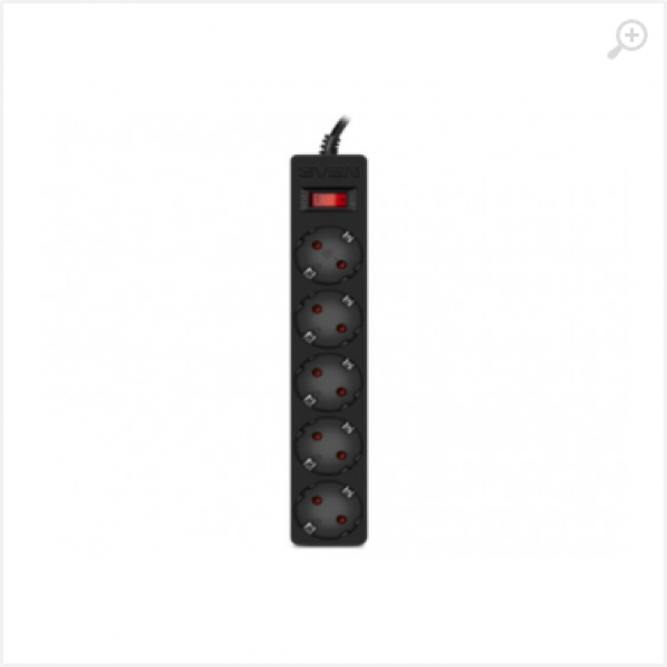Surge Protector 5 Sockets, 3.0m, Sven "SF-05E", Black, flame-retardant material Surge Protector 5 Sockets, 3.0m, Sven "SF-05E", Black, flame-retardant material